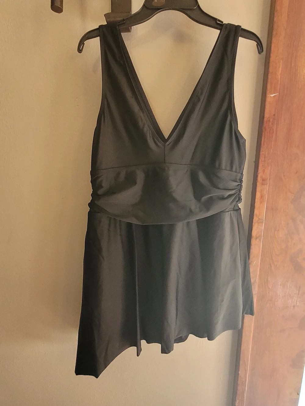 Plus Size Black V-Neck Swimdress with Side Tie Torrid Size 2